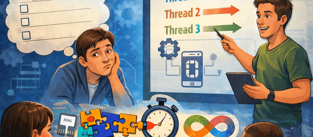 Como revisar multithreading em aplicações móveis sem transformar a aula em recapitulação vazia
