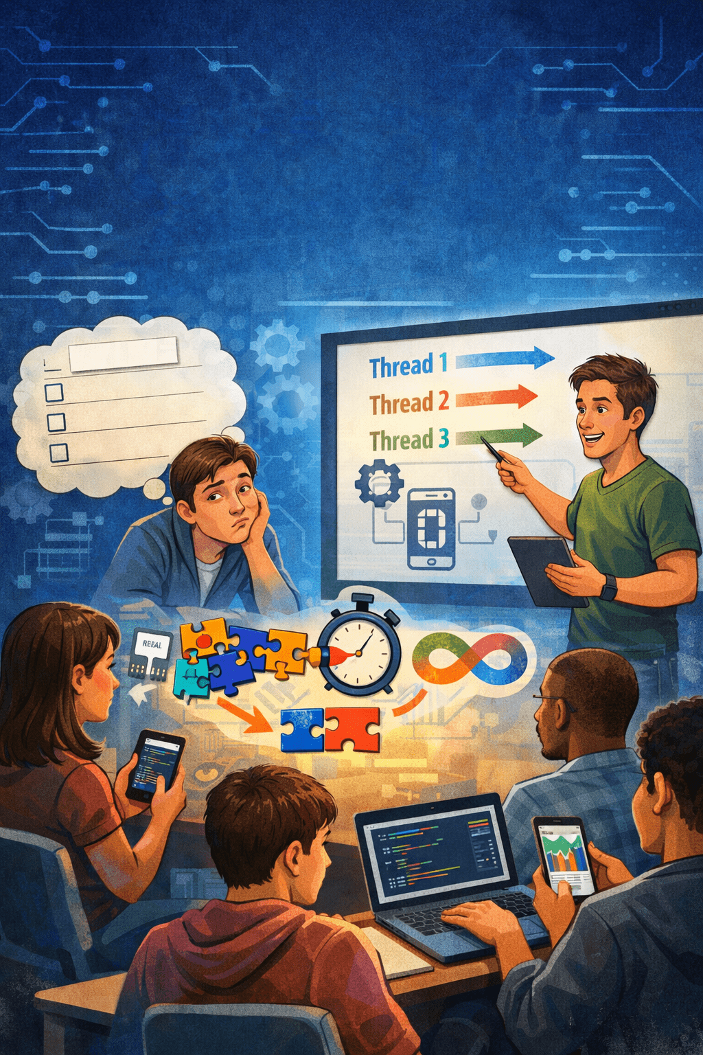 Como revisar multithreading em aplicações móveis sem transformar a aula em recapitulação vazia