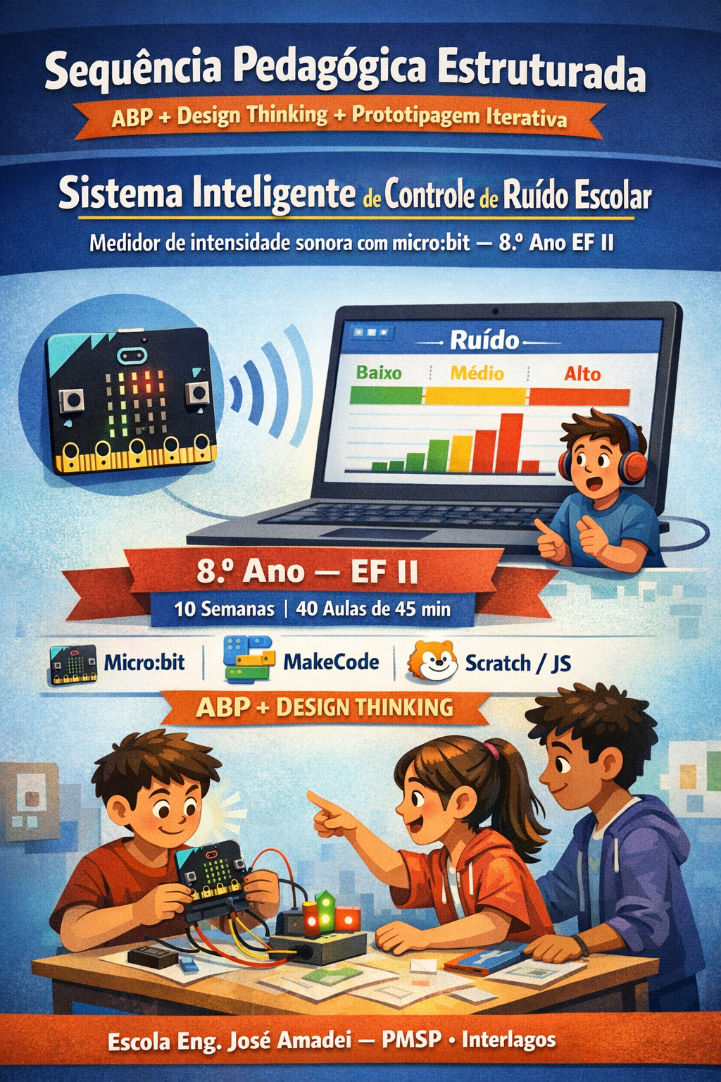Sistema Inteligente de Monitoramento de Ruído Escolar: Sequência Pedagógica com ABP, Design Thinking e Prototipagem
