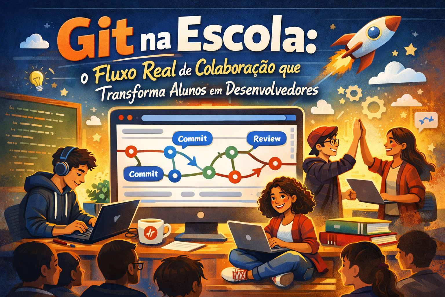 Git na Escola: o Fluxo Real de Colaboração que Transforma Alunos em Desenvolvedores