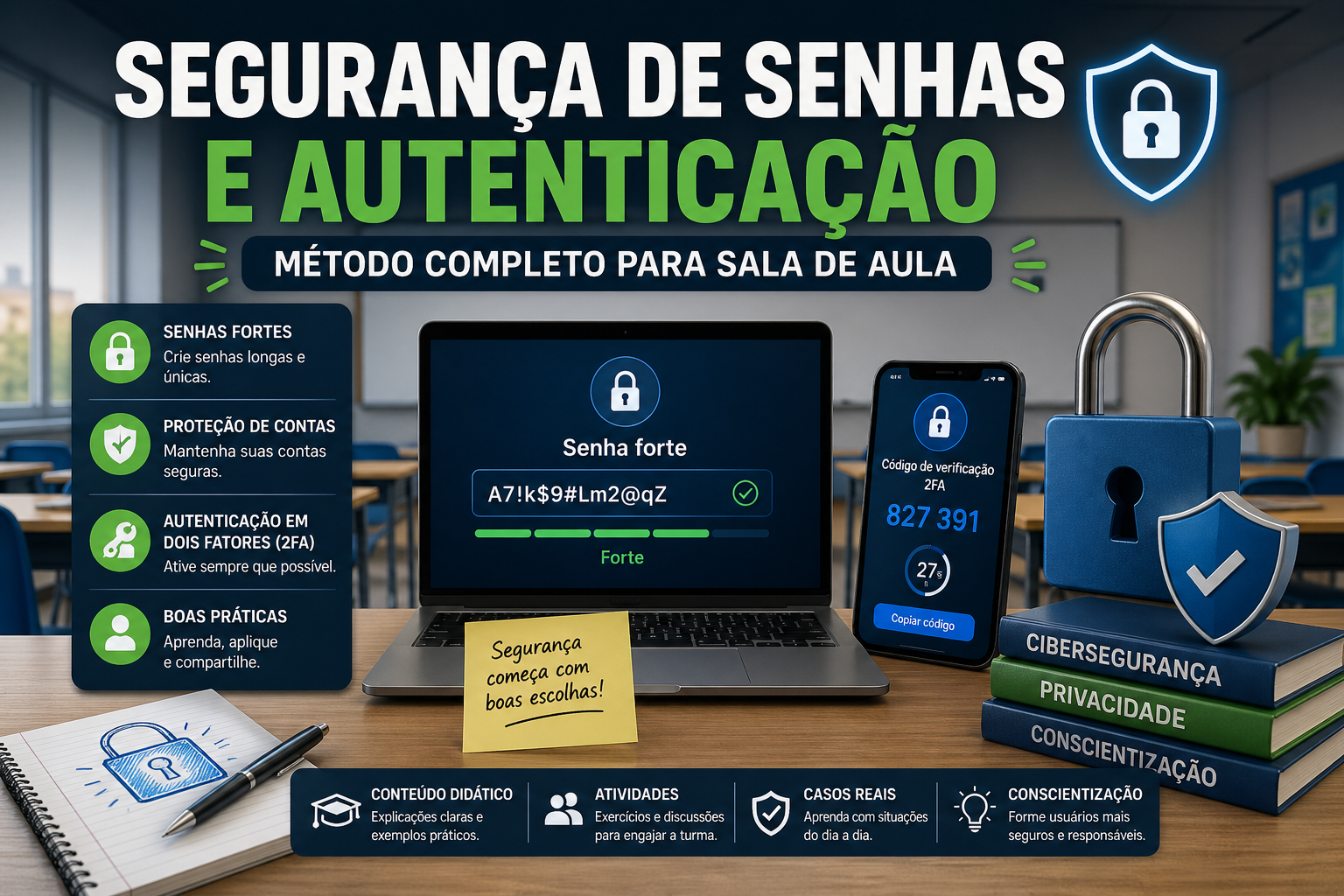 Segurança de Senhas e Autenticação: Método Completo para Sala de Aula