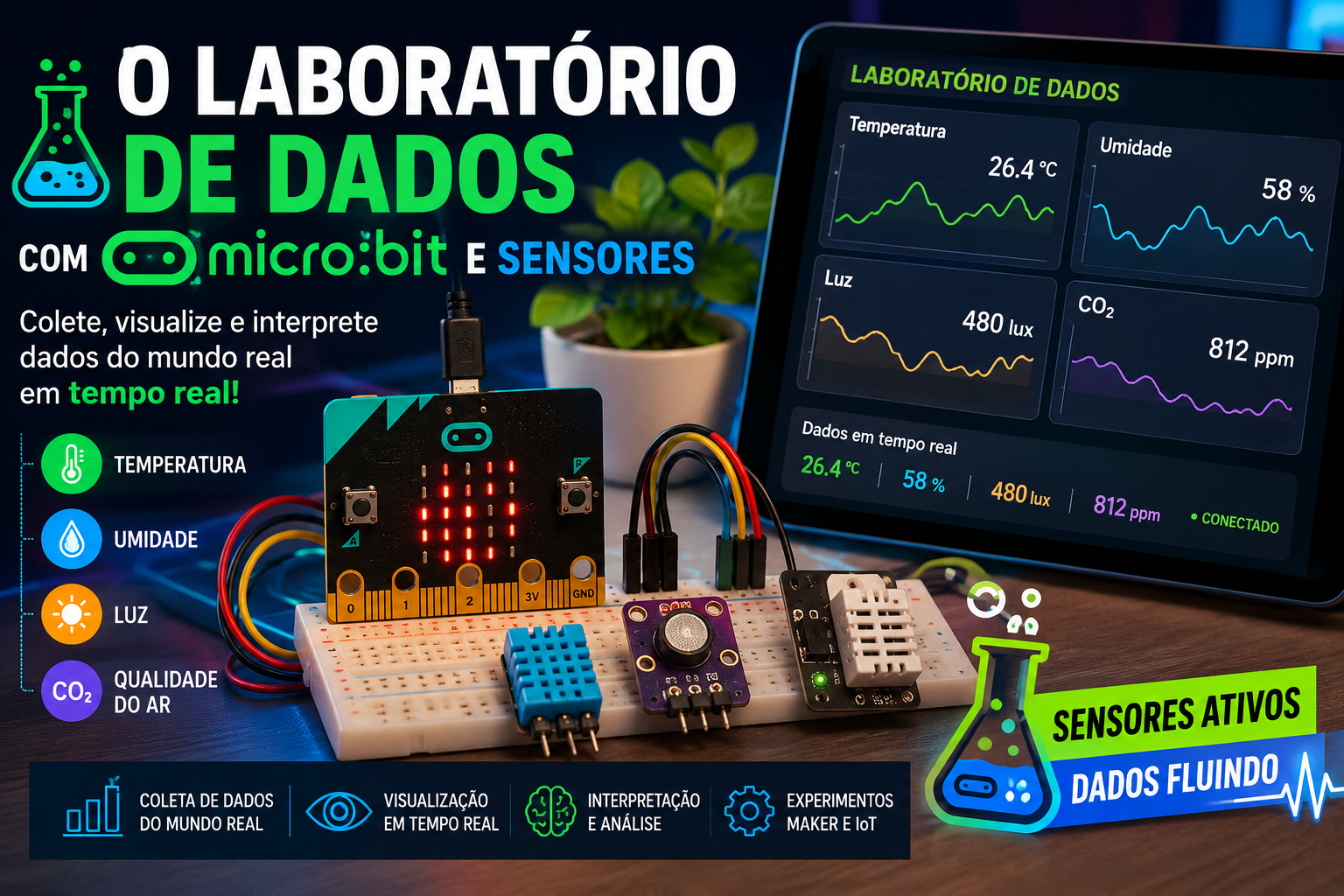O Laboratório de Dados com micro:bit e Sensores | Coleta e Visualização em Tempo Real